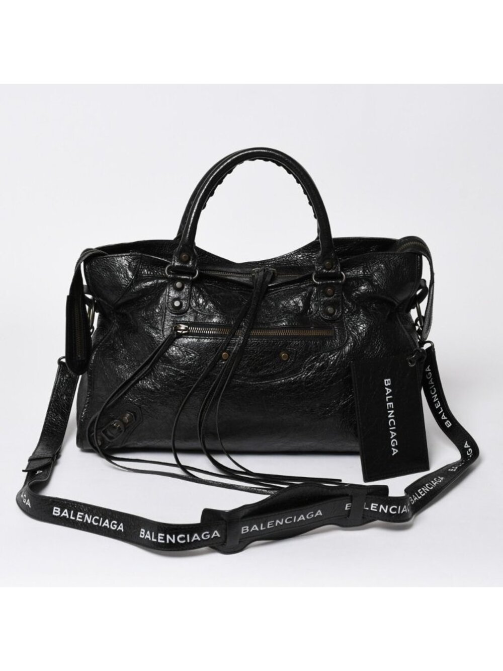 Balenciaga Handbag Black Classic City Medium Silver